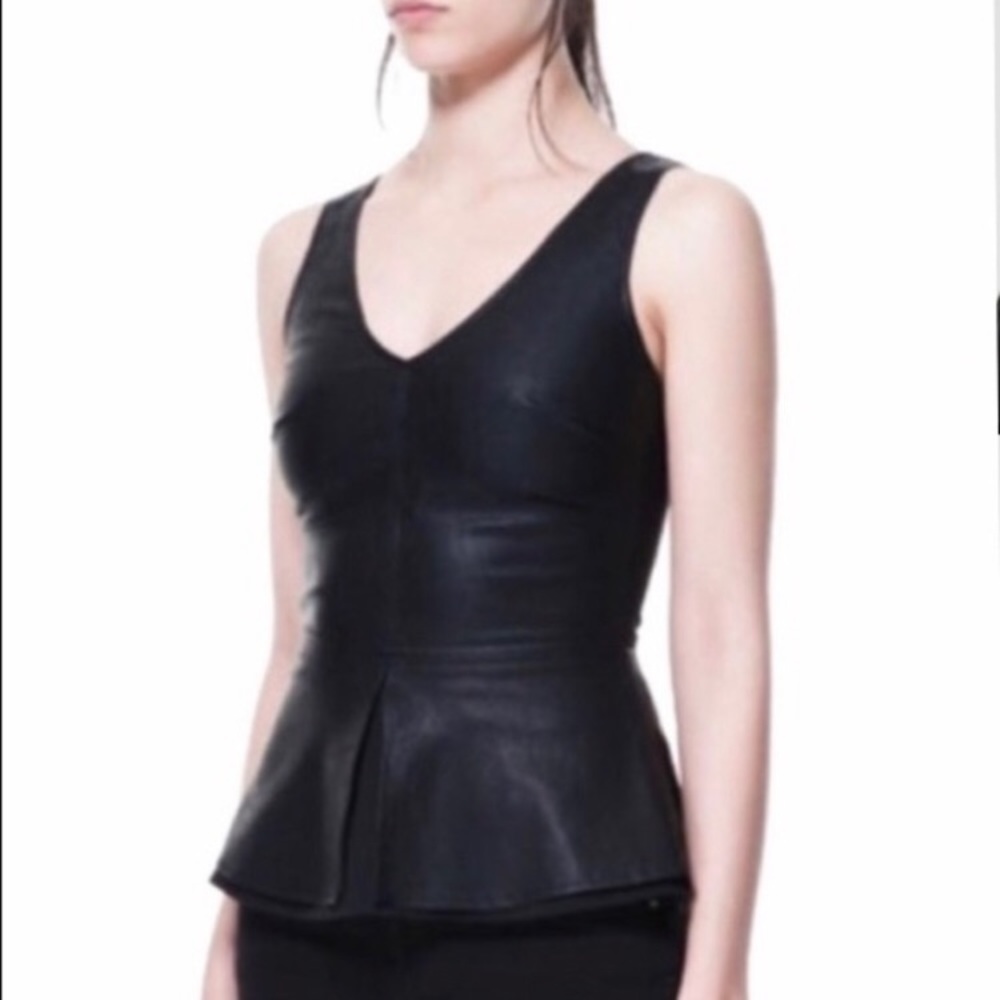 Zara faux leather peplum top XS